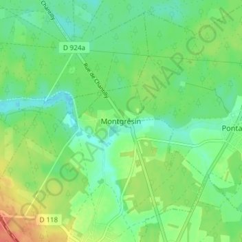 Topografische Karte Montgrésin, Höhe, Relief