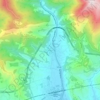 Topografische Karte Taggia, Höhe, Relief
