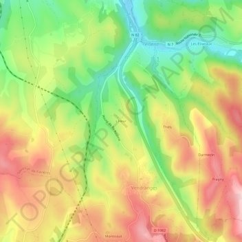 Topografische Karte L'Heur, Höhe, Relief