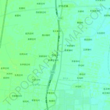 Topografische Karte 乔屯乡, Höhe, Relief