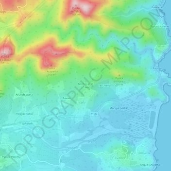 Topografische Karte Morticcio Di Cava, Höhe, Relief