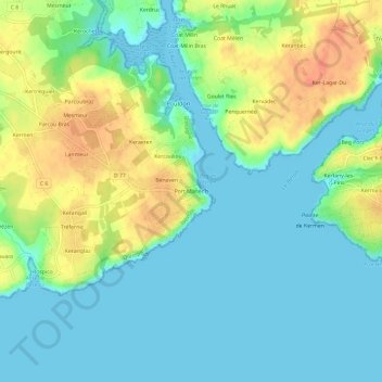 Topografische Karte Port Manec’h, Höhe, Relief