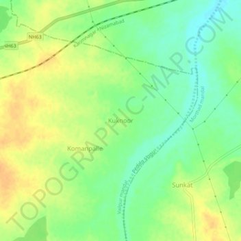 Topografische Karte Kuknoor, Höhe, Relief