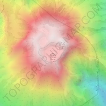 Topografische Karte Merapi Volcano, Höhe, Relief