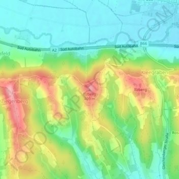 Topografische Karte Ilzberg, Höhe, Relief