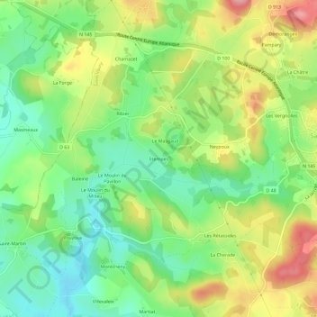 Topografische Karte Etempes, Höhe, Relief