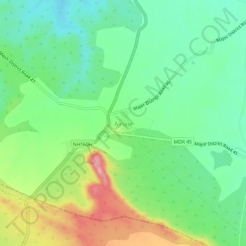 Topografische Karte Ajnale, Höhe, Relief