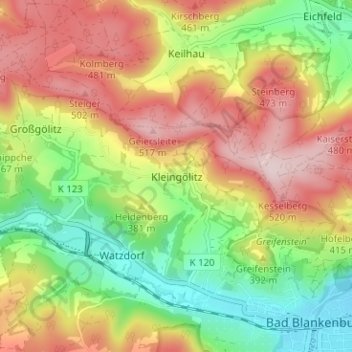 Topografische Karte Kleingölitz, Höhe, Relief