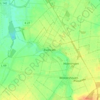 Topografische Karte Ramrath, Höhe, Relief