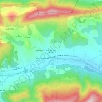 Topografische Karte Quartier Saint-Michel, Höhe, Relief