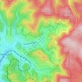 Topografische Karte Helberhausen, Höhe, Relief