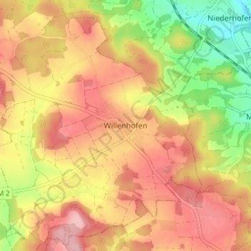 Topografische Karte Willenhofen, Höhe, Relief