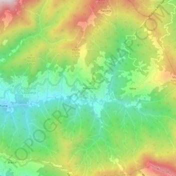Topografische Karte Missano, Höhe, Relief