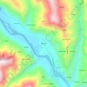 Topografische Karte Bilkhet, Höhe, Relief