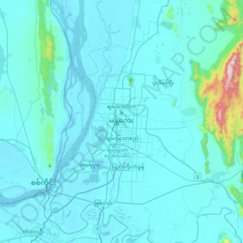 Topografische Karte မန္တလေး, Höhe, Relief