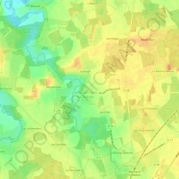 Topografische Karte Le Plâtre, Höhe, Relief