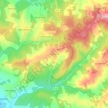Topografische Karte Chez Vincent, Höhe, Relief