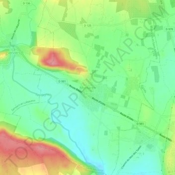 Topografische Karte Montaren, Höhe, Relief