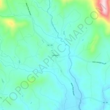 Topografische Karte Lowgap, Höhe, Relief