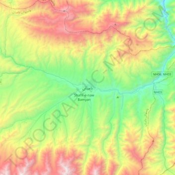 Topografische Karte Bamiyan-Tal, Höhe, Relief