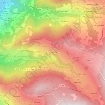 Topografische Karte Le Carnival, Höhe, Relief