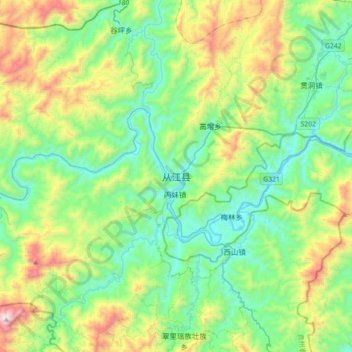 Topografische Karte 从江县, Höhe, Relief