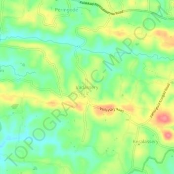 Topografische Karte Vadassery, Höhe, Relief