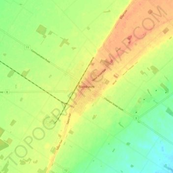 Topografische Karte Blenheim, Höhe, Relief