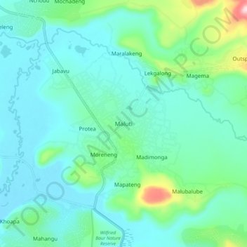 Topografische Karte Maluti, Höhe, Relief