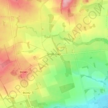 Topografische Karte Scots Gap, Höhe, Relief
