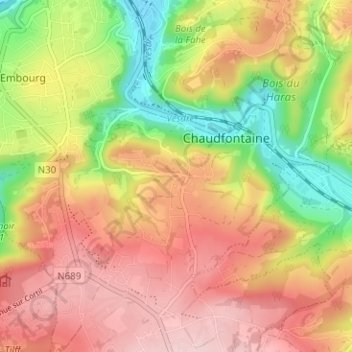Topografische Karte Ninane, Höhe, Relief