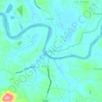 Topografische Karte Pulamanthole, Höhe, Relief