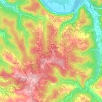 Topografische Karte Les Granges, Höhe, Relief
