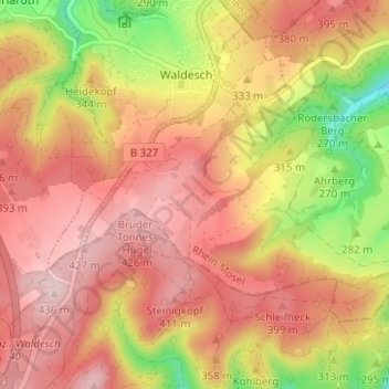 Topografische Karte Hünenfeld, Höhe, Relief