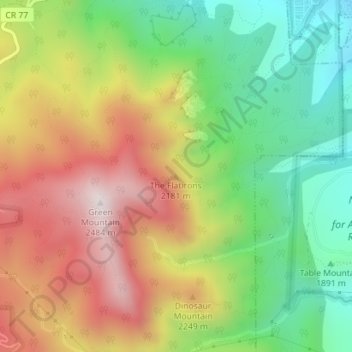 Topografische Karte The Flatirons, Höhe, Relief