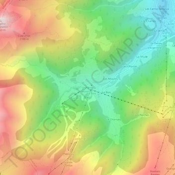 Topografische Karte Le Planay, Höhe, Relief