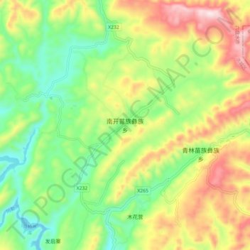 Topografische Karte 南开苗族彝族乡, Höhe, Relief