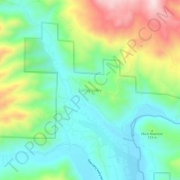 Topografische Karte Spring Valley, Höhe, Relief