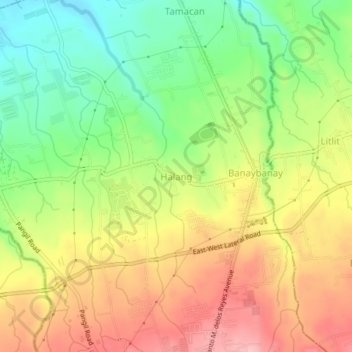 Topografische Karte Halang, Höhe, Relief