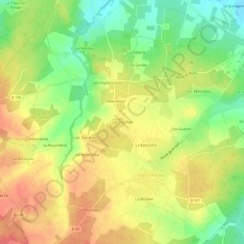 Topografische Karte Les Touches, Höhe, Relief