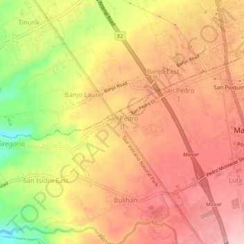 Topografische Karte San Pedro II, Höhe, Relief