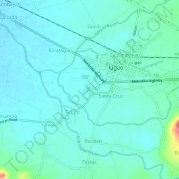 Topografische Karte Tomolin, Höhe, Relief