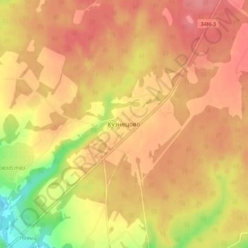 Topografische Karte Кузнецово, Höhe, Relief