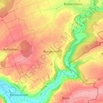 Topografische Karte Burgerroth, Höhe, Relief