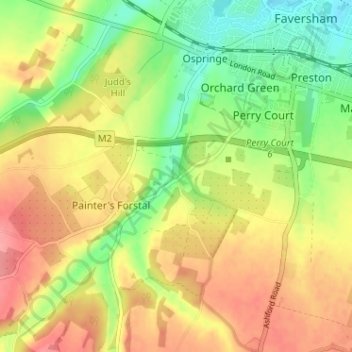 Topografische Karte Whitehill, Höhe, Relief