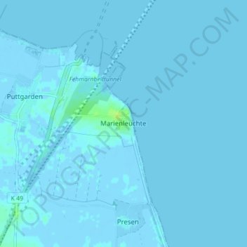 Topografische Karte Marienleuchte, Höhe, Relief
