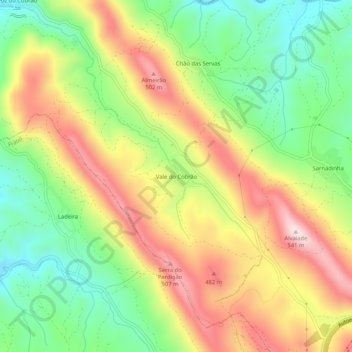 Topografische Karte Vale do Cobrão, Höhe, Relief