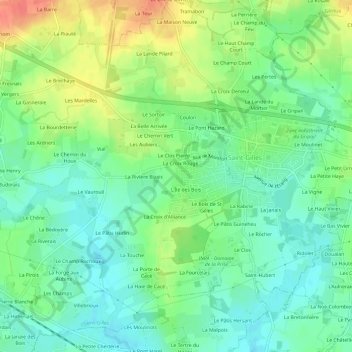 Topografische Karte Le Puits Gaillard, Höhe, Relief