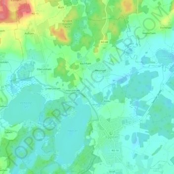 Topografische Karte Meisham, Höhe, Relief
