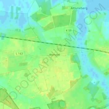 Topografische Karte Wehdel, Höhe, Relief